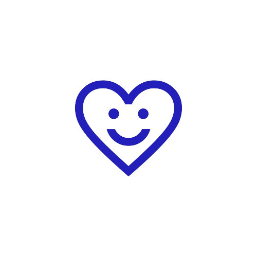 Blue heart icon with smile