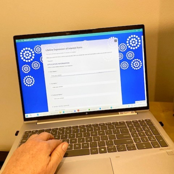 Laptop with Lifeline volunteer EOI form open