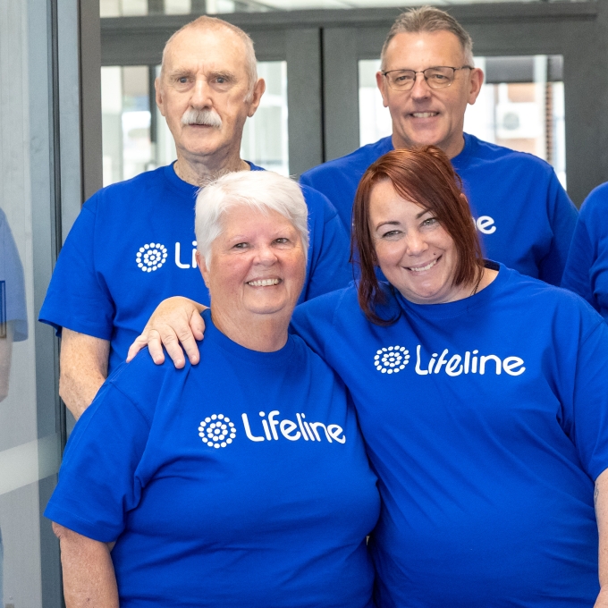 Group of volunteers in Lifeline t-shirts