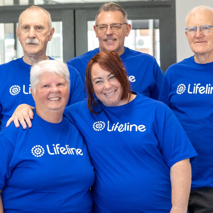 Group of volunteers in Lifeline t-shirts
