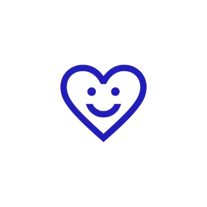 Blue heart icon with smile