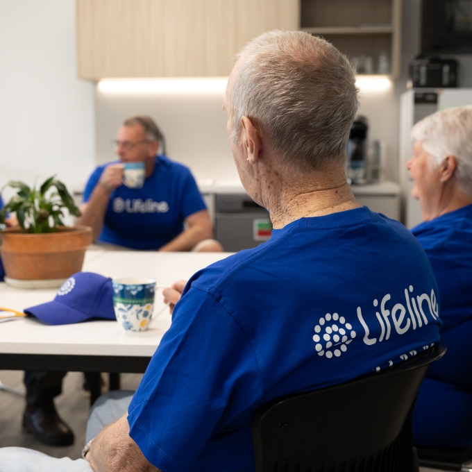 Group of Lifeline volunteers iwth back to camera
